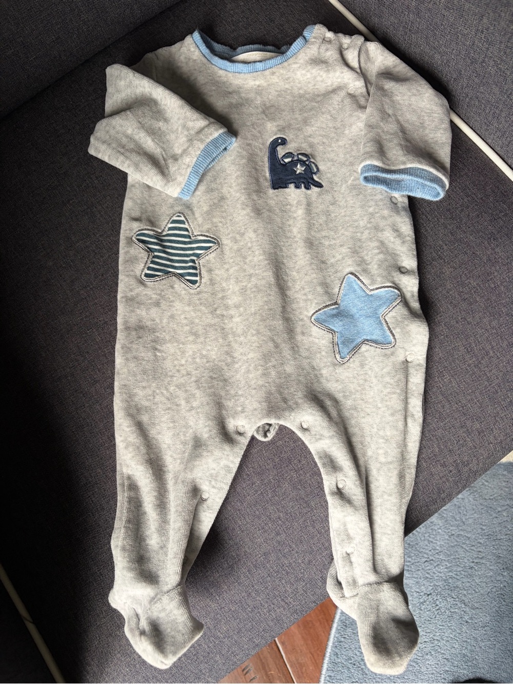 Mayoral Grey Footed One-Piece with Light Blue Stars